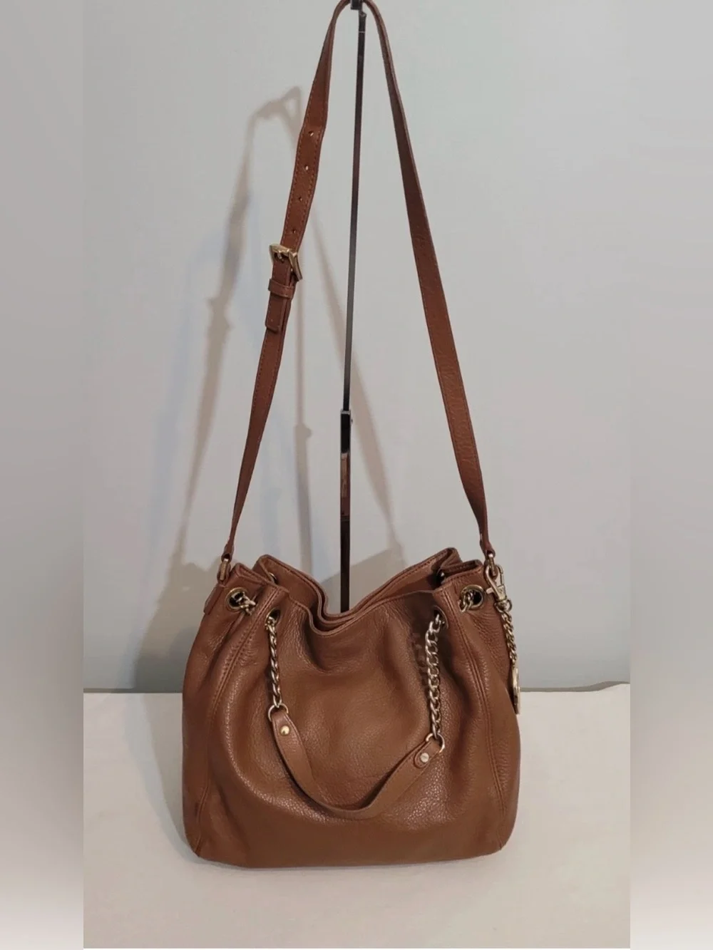 MICHAEL Michael Kors Hobo Shoulder Crossbody Bag Brown Leather